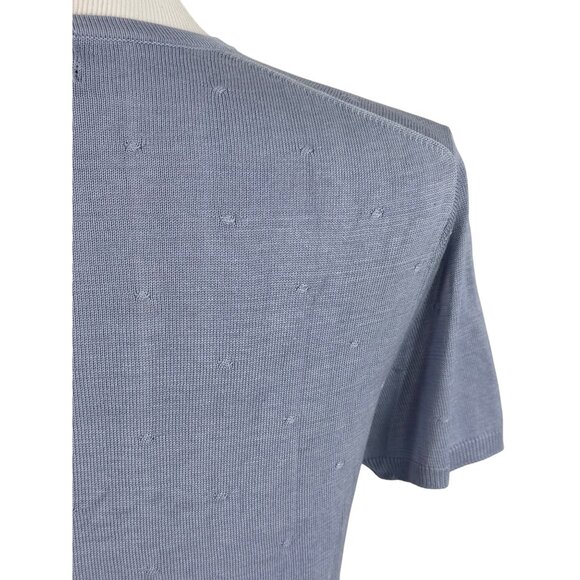 Vtg 90s City Silk Button Up Silk Blend Periwinkle Knit Top | Grandmacore Y2K P/M - Picture 8 of 15